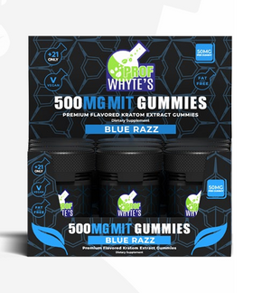 Prof Whyte's Blue Razz Kratom Extract Gummies 50 MIT per gummy 500MIT Total 10ct gummies
