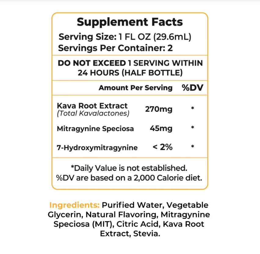 Prof Whyte’s Kava+Kratom Tropical Punch Liquid Extract Shot – 630mg