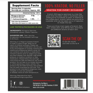 Prof Whyte’s Calm – Red Vein Kratom Capsules (.5g)