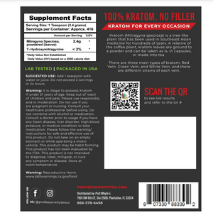 Prof Whyte’s Calm – Red Vein Kratom Powder (Premium Grade)