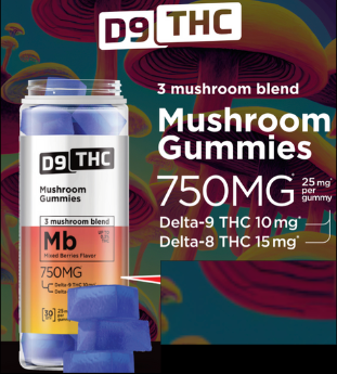 D9 THC Libido Mushroom Gummies 25mg - Mixed Berries