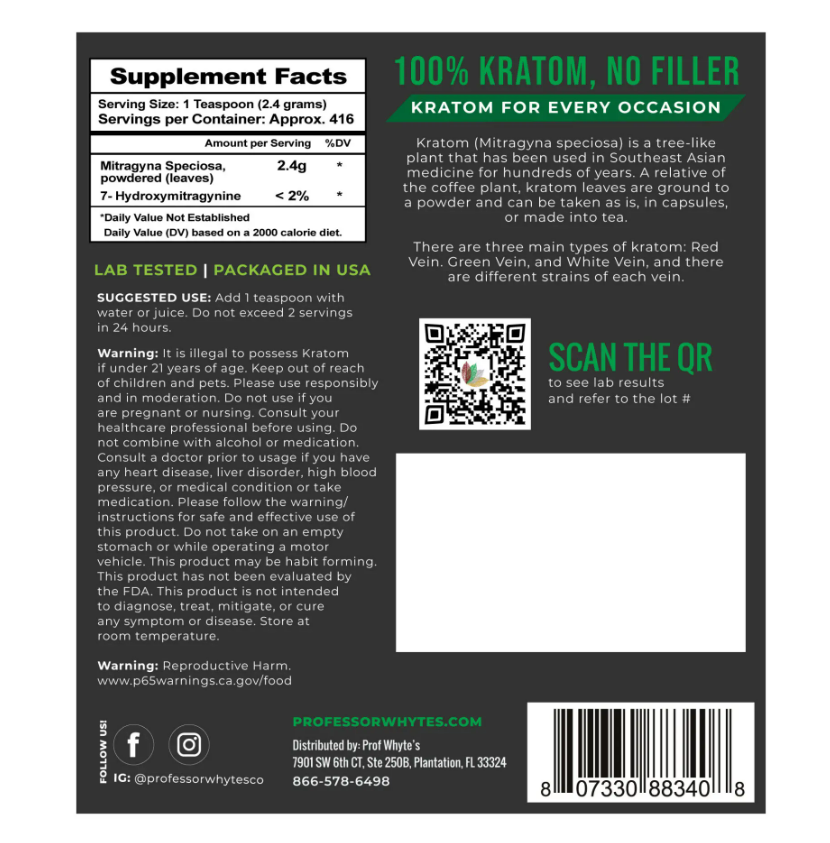 Prof Whyte’s Euphoria – Balanced Kratom Powder Blend (Premium Grade)