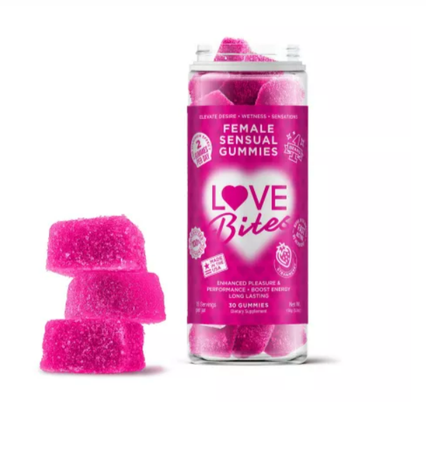 Love Bites Female Sensual Gummies - Strawberry - 30ct bottle