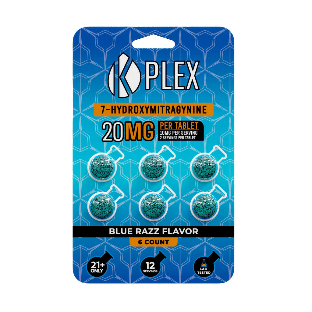 K-PLEX 7-Hydroxymitragynine Blue Razz Tablets Kratom Blister Packs