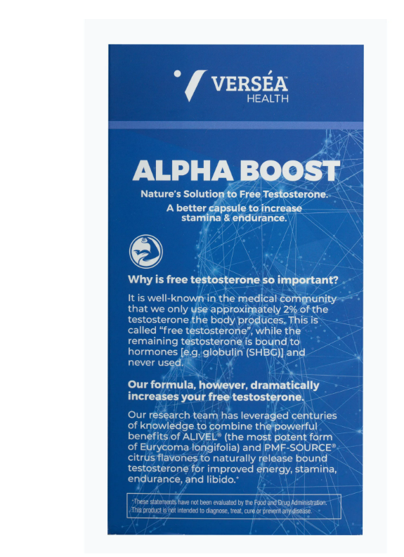 Verséa Everyday Alpha Boost Supplement - Boosts Free Testosterone, Energy, Stamina & Libido