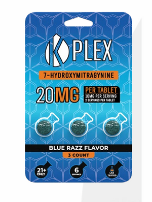 K-PLEX 7-Hydroxymitragynine Blue Razz Tablets Kratom Blister Packs