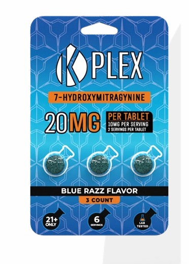 K-PLEX 7-Hydroxymitragynine Blue Razz Tablets Kratom Blister Packs