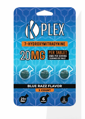 K-PLEX 7-Hydroxymitragynine Blue Razz Tablets Kratom Blister Packs