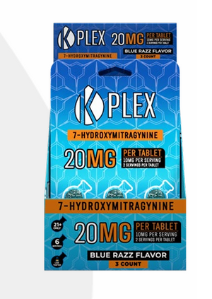 K-PLEX 7-Hydroxymitragynine Blue Razz Tablets Kratom Blister Packs