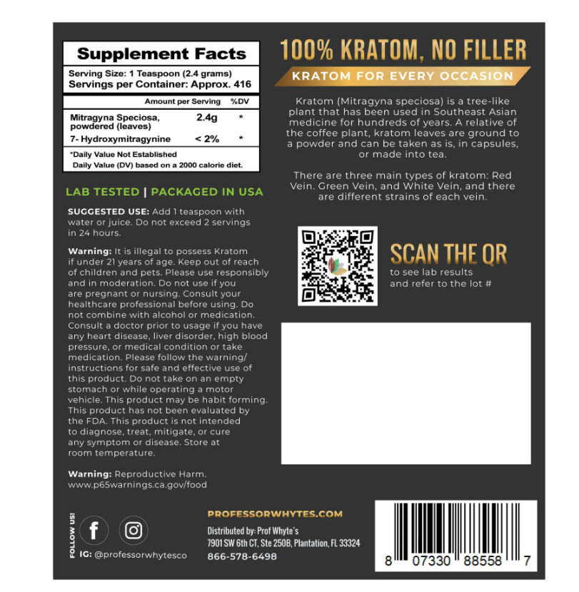 Prof Whyte’s Trainwreck Kratom Powder – Red, Green & White Vein Blend | Full Spectrum | Lab-Tested