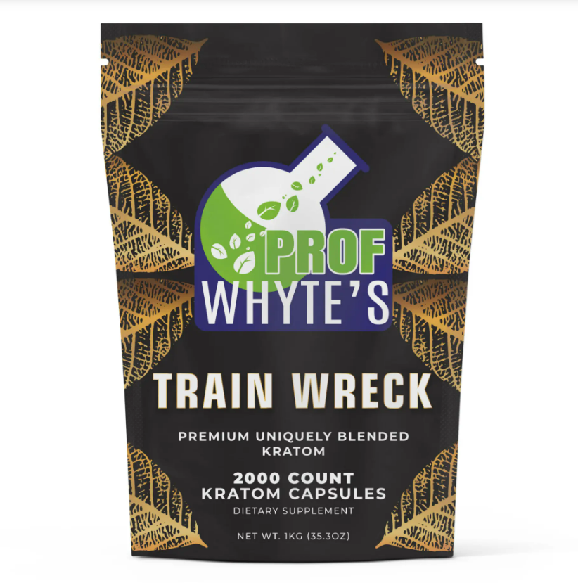 Prof Whyte’s Trainwreck Kratom Capsules – Premium Full-Spectrum Blend (.5g Each)