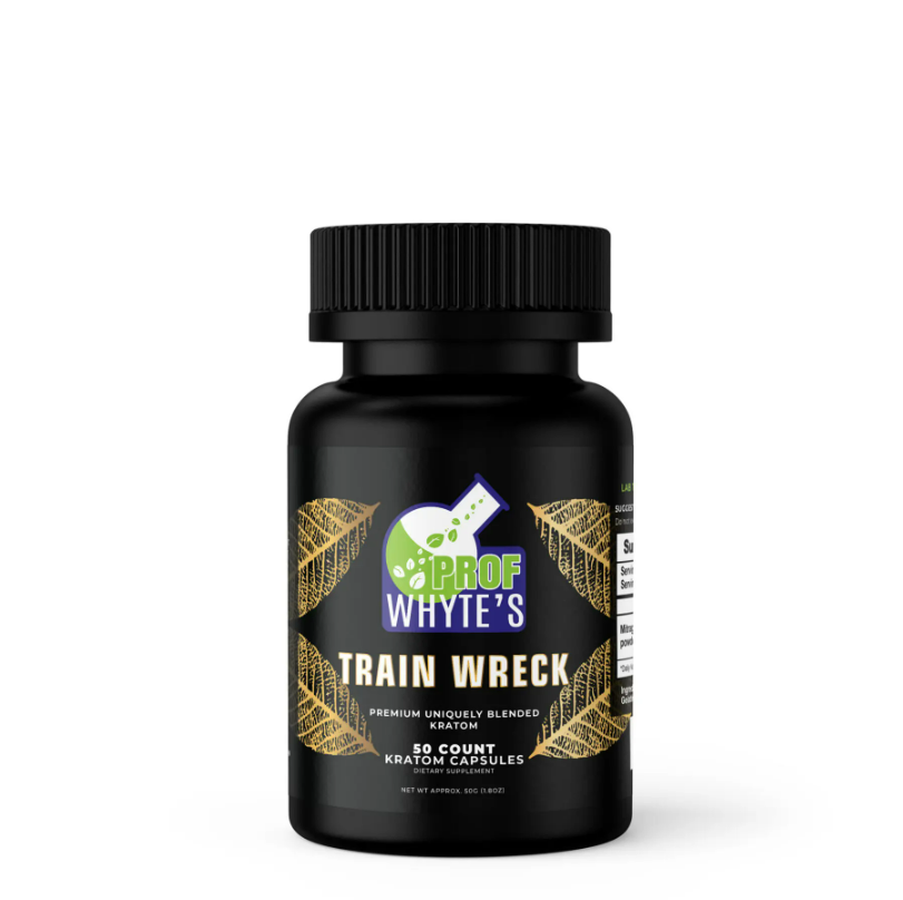 Prof Whyte’s Trainwreck Kratom Capsules – Premium Full-Spectrum Blend (.5g Each)