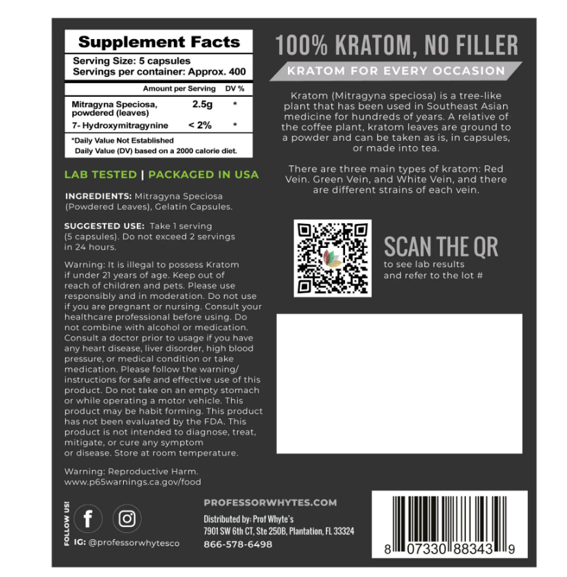 Prof Whyte's Uplift Premium Uniquely Blended Kratom Capsules Bottle
